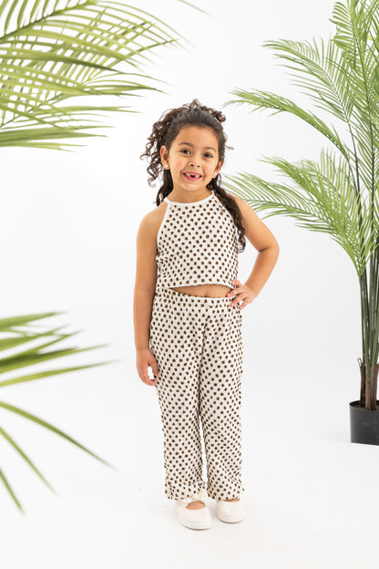 Dotted Girls Set With Pants