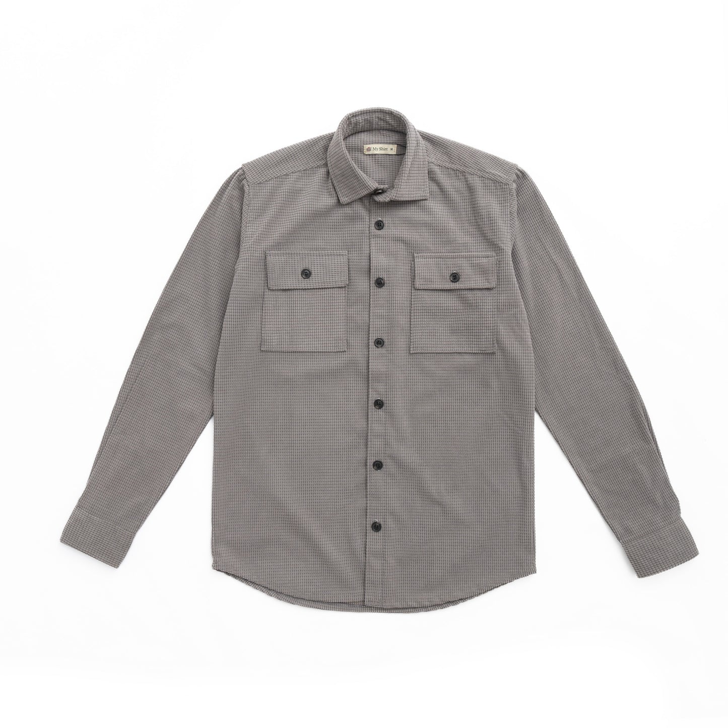 Grey mini square pattern Velvet Shirt