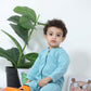 Baby Melton Jumpsuit fleece inside Aqua Blue