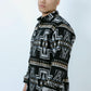 Black Geometric jacquard Men Wool Shirt