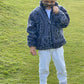 Boys Hooded Quilted Fur Jacket-Grey