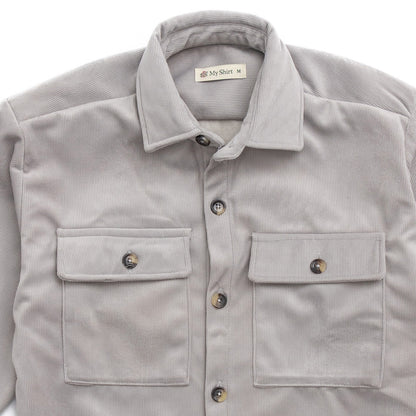 Light grey fur lined plain velvet shirt