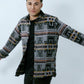 Grey Geometric jacquard Men Wool Shirt