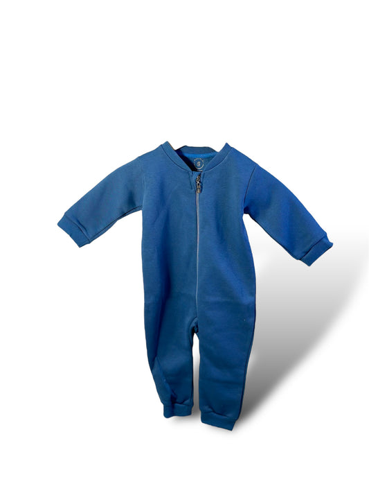 Baby Melton Jumpsuit fleece inside Dark Blue