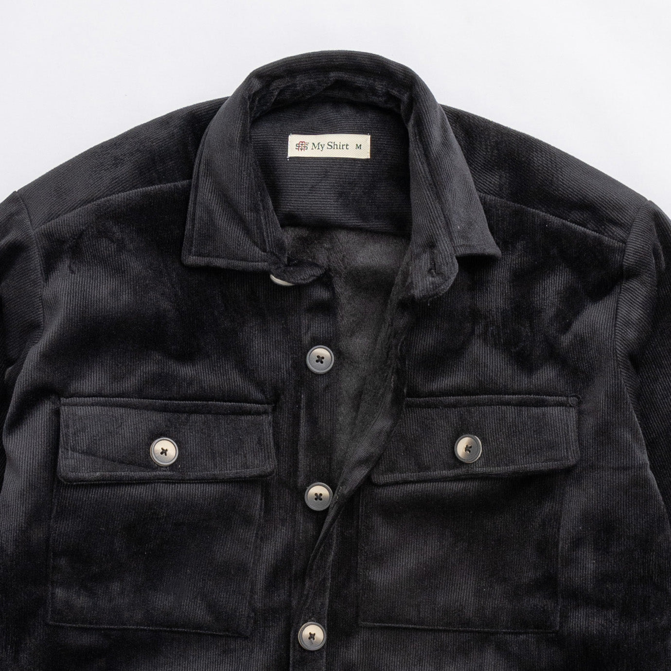 Black fur lined plain velvet shirt