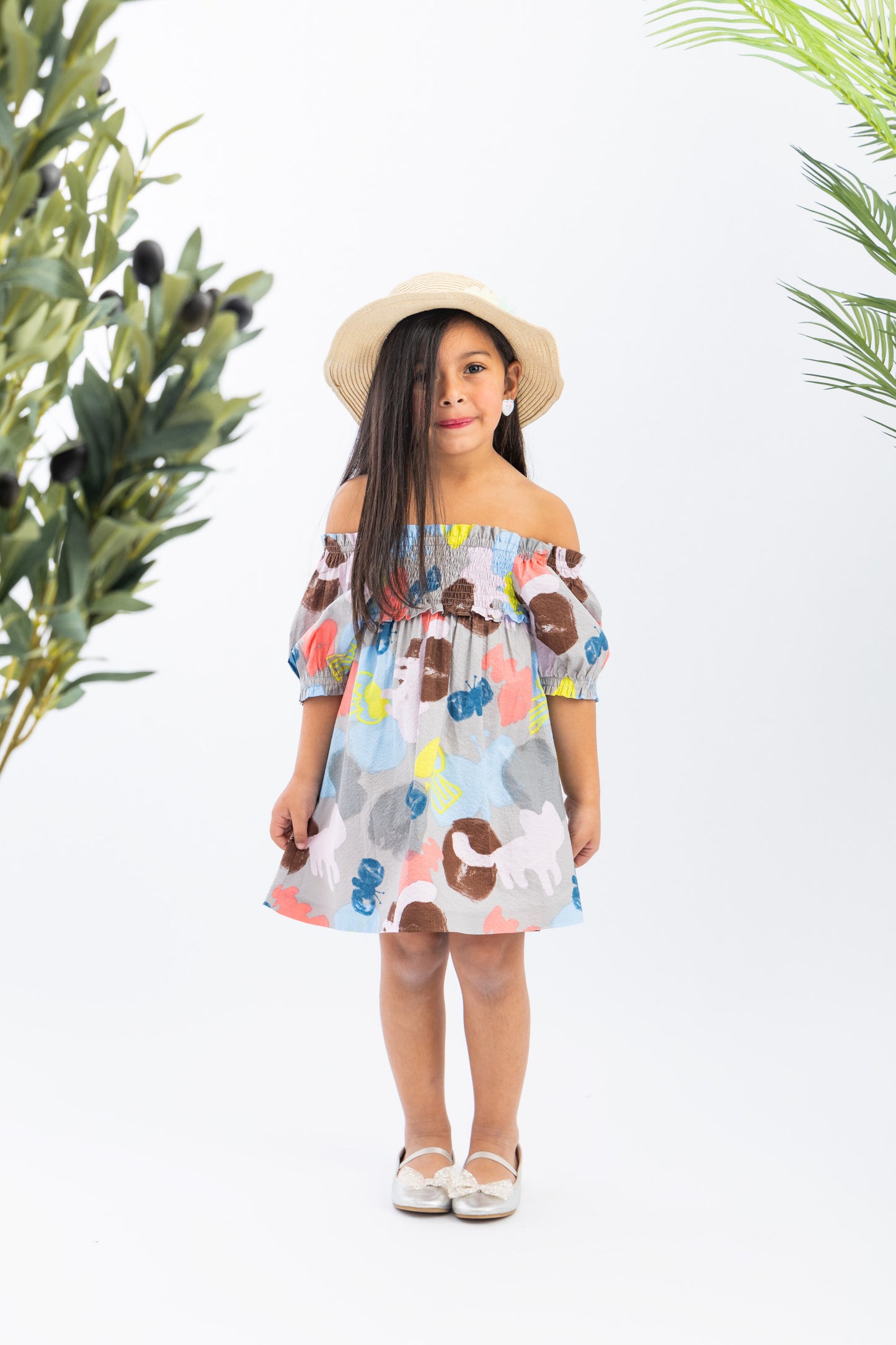 Colorful Offshoulder Girls Dress