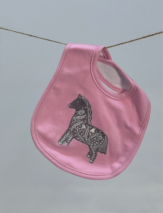 Pink Unicorn Embroidered Baby Bib