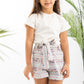 Patterned Girls Shorts With Belt