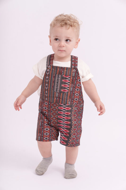 Red Aztec BabyBoy Top and Salopette 2 Piece Set