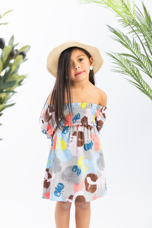 Colorful Offshoulder Girls Dress