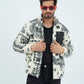 Aztec Men Fur Jacket With Pocket - White