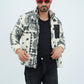 Aztec Men Fur Jacket With Pocket - White