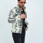 Aztec Men Fur Jacket With Pocket - White