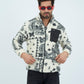 Aztec Men Fur Jacket With Pocket - White