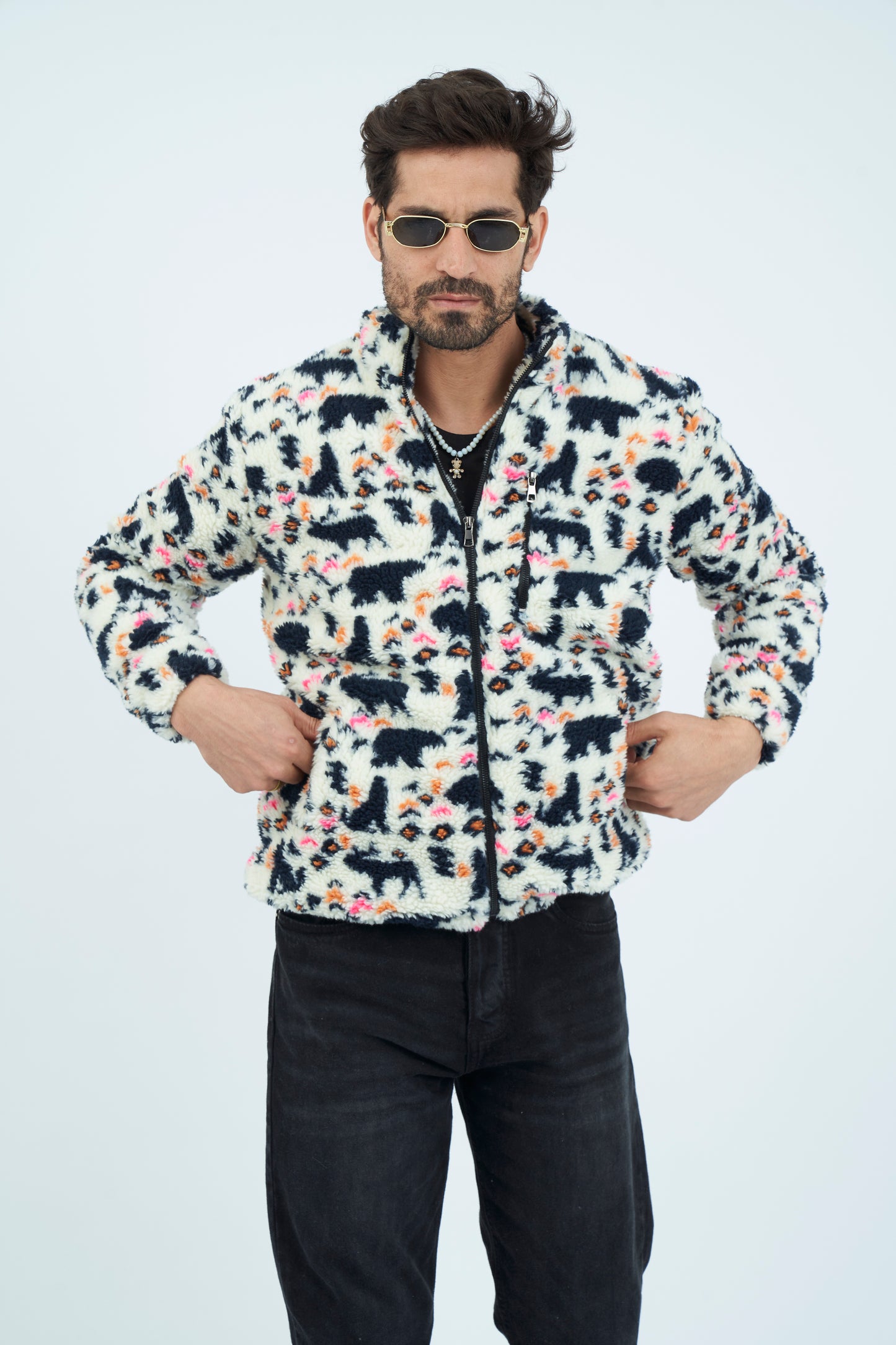 Bears Men Fur Jacket-Offwhite