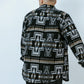 Black Geometric jacquard Men Wool Shirt