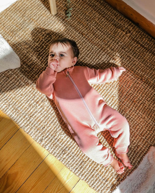 Baby Melton Jumpsuit fleece inside Pink