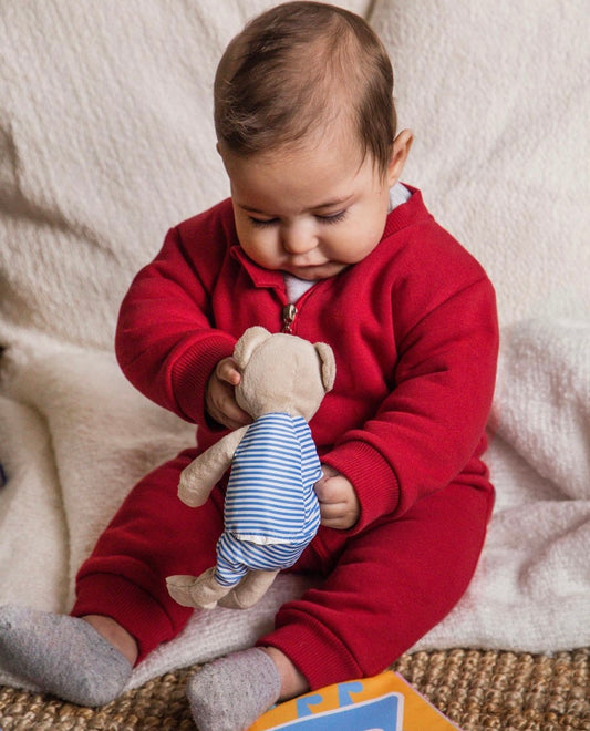 Baby Melton Jumpsuit fleece inside Red