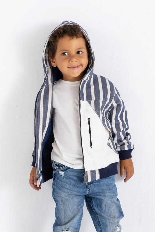 Striped Blue Quilted Jacket