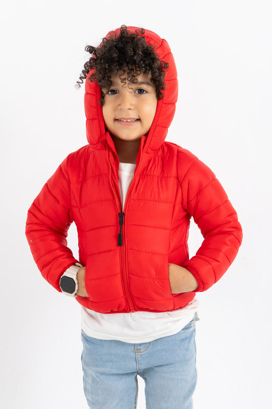 Red Hooded Bomber Jacket