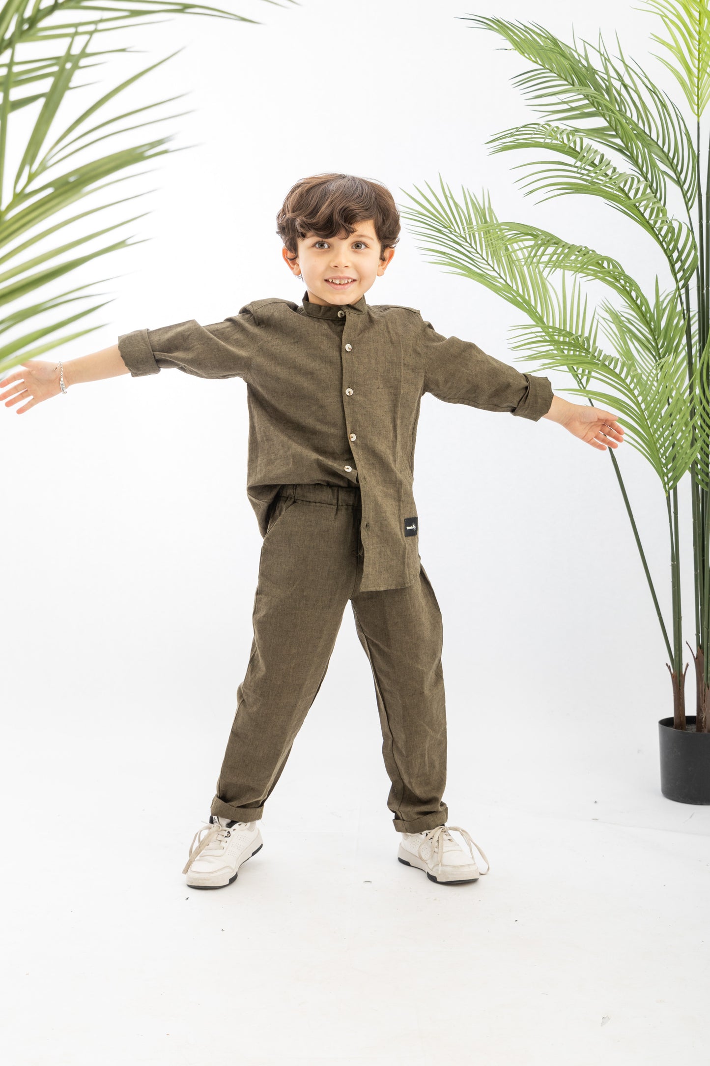 kakhi Boys Linen Set