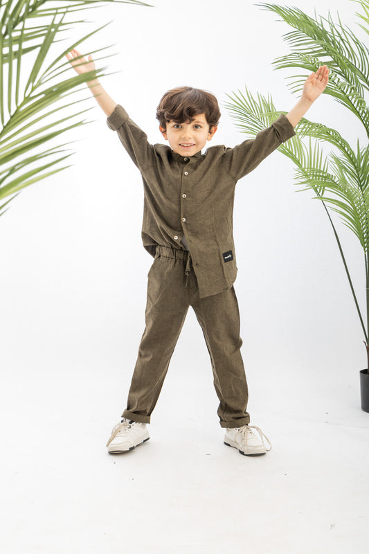 kakhi Boys Linen Set