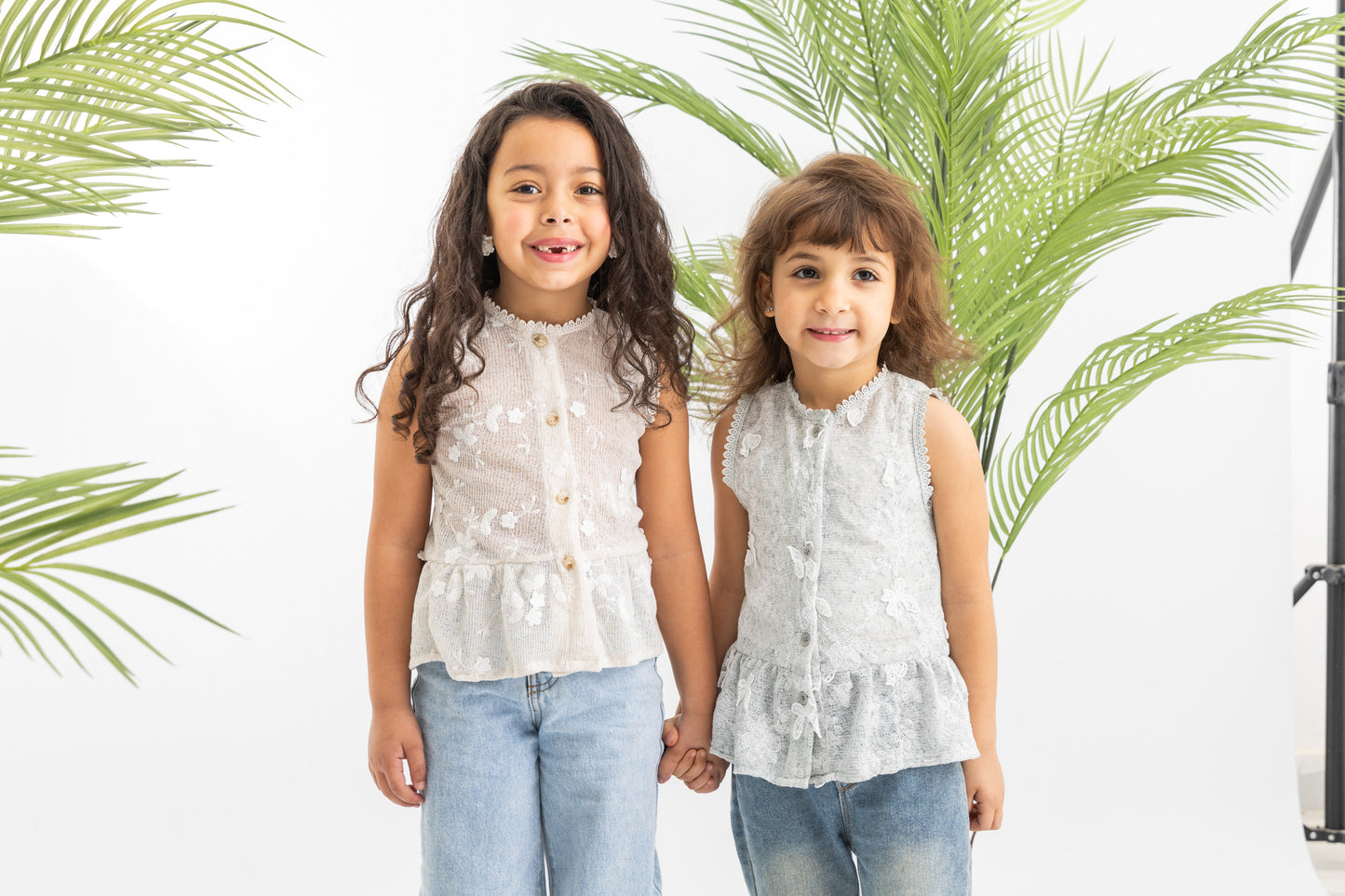 Mesh Girls Blouse With Flowers