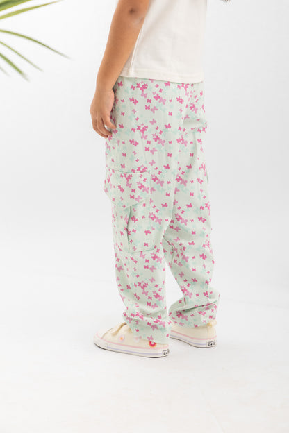 Gabardine Cargo Girls Pants With Two Pockets