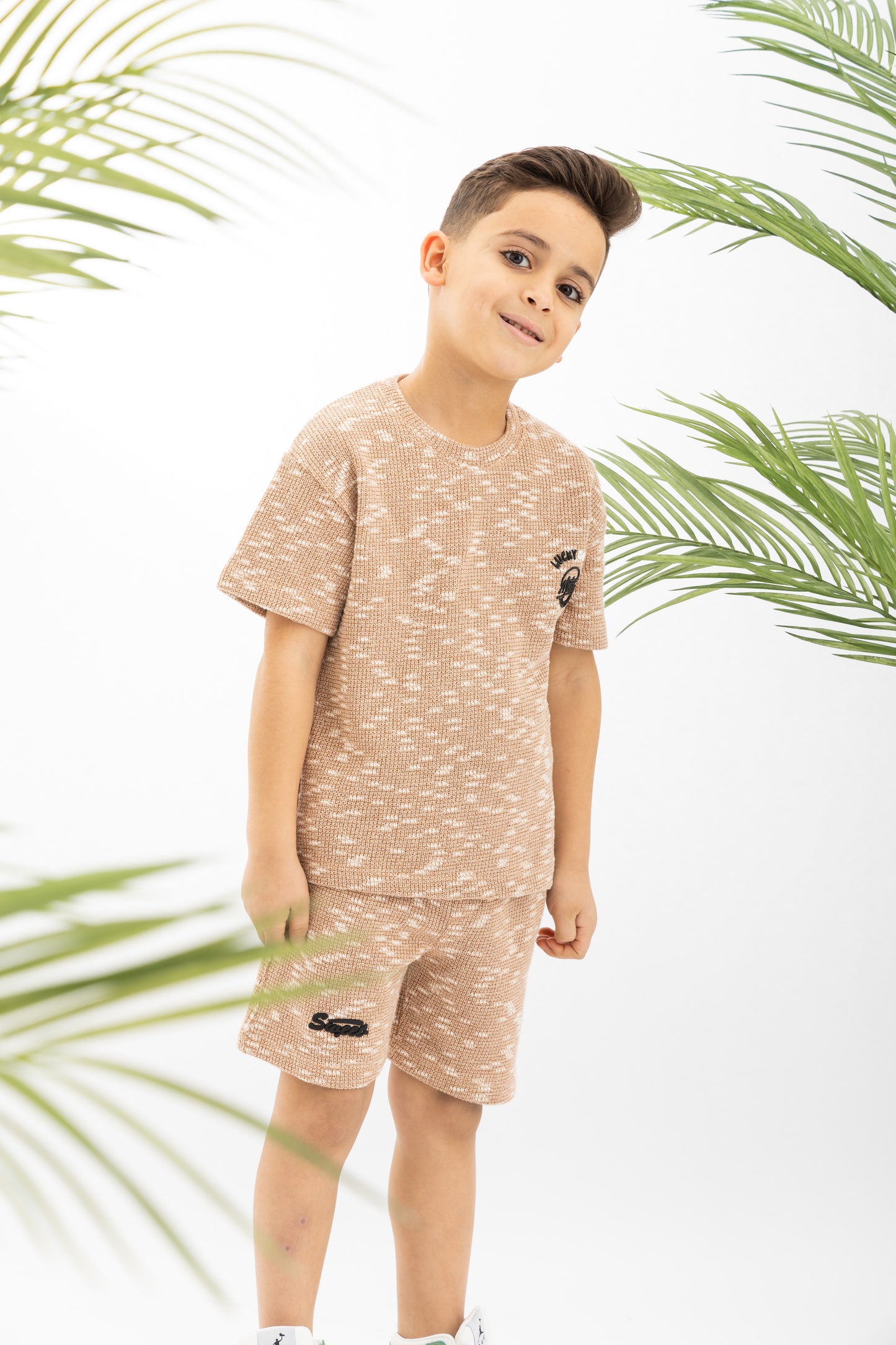 Beig Textured Boys Set