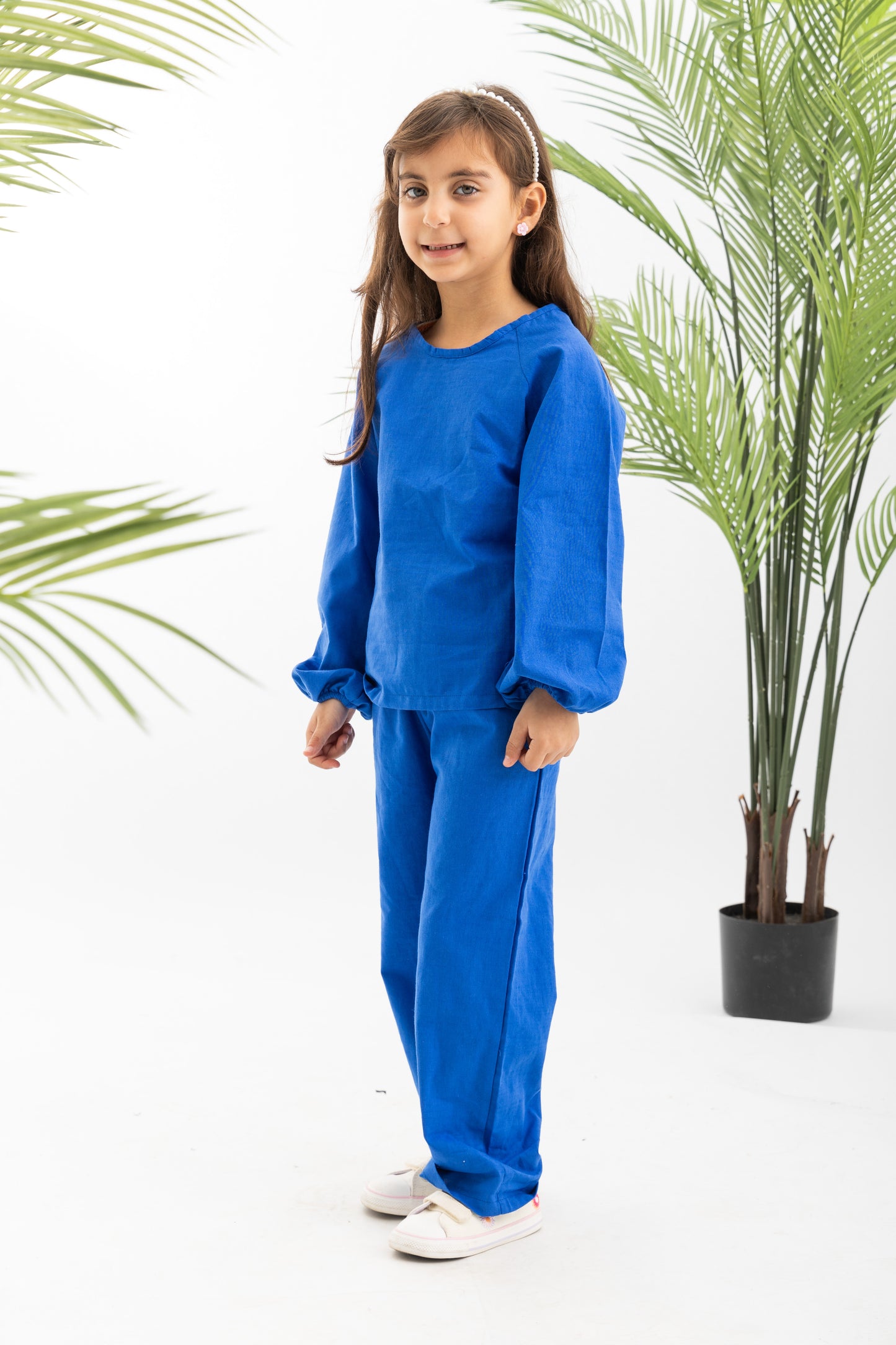 Blue Girls Linen Set