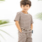 Brown Textured Striped Boys Set