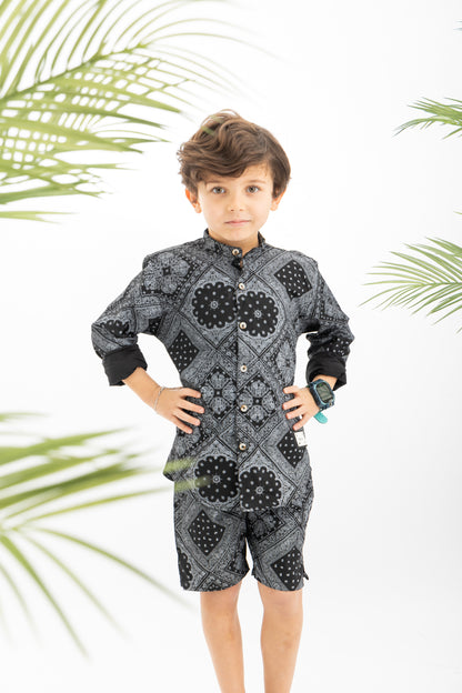 Black Jacquard Boys Set