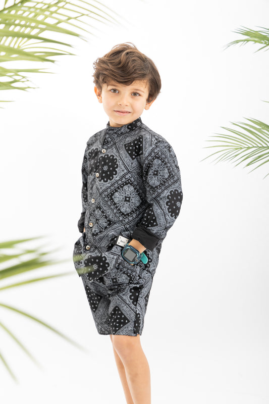 Black Jacquard Boys Set