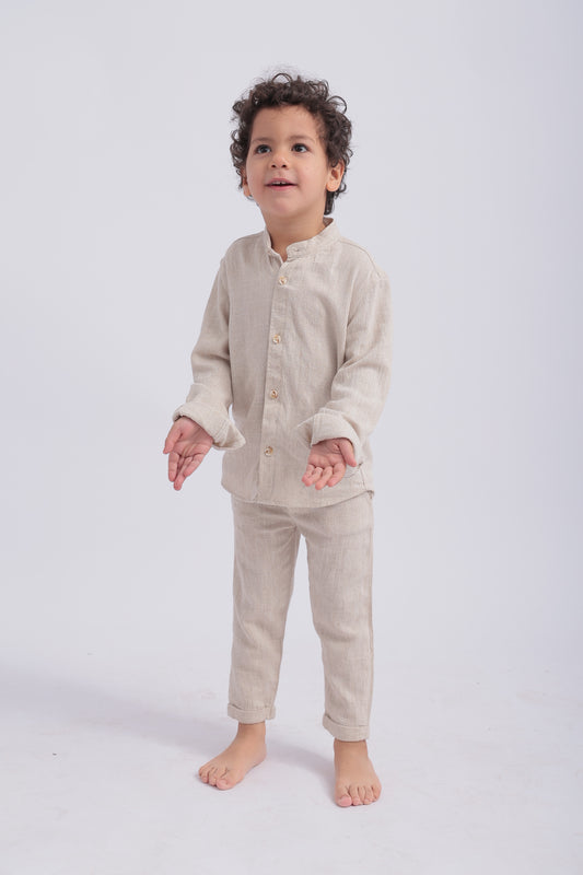 Pure Linen beige Boys Summer Set