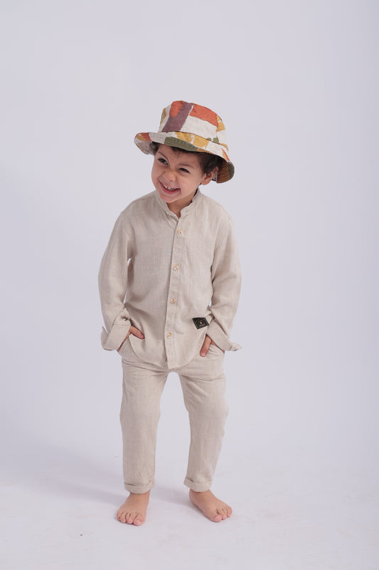 Pure Linen beige Boys Summer Set