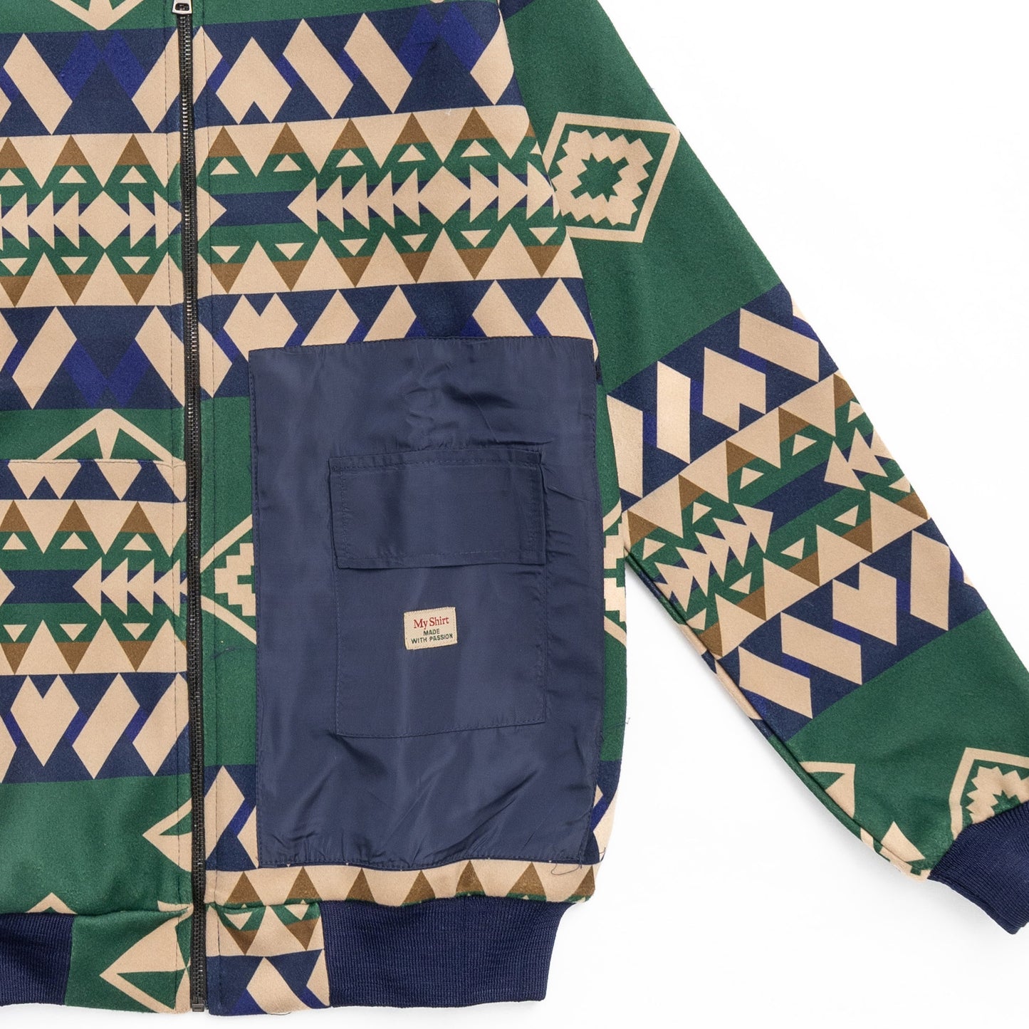 Green aztec wool jacket