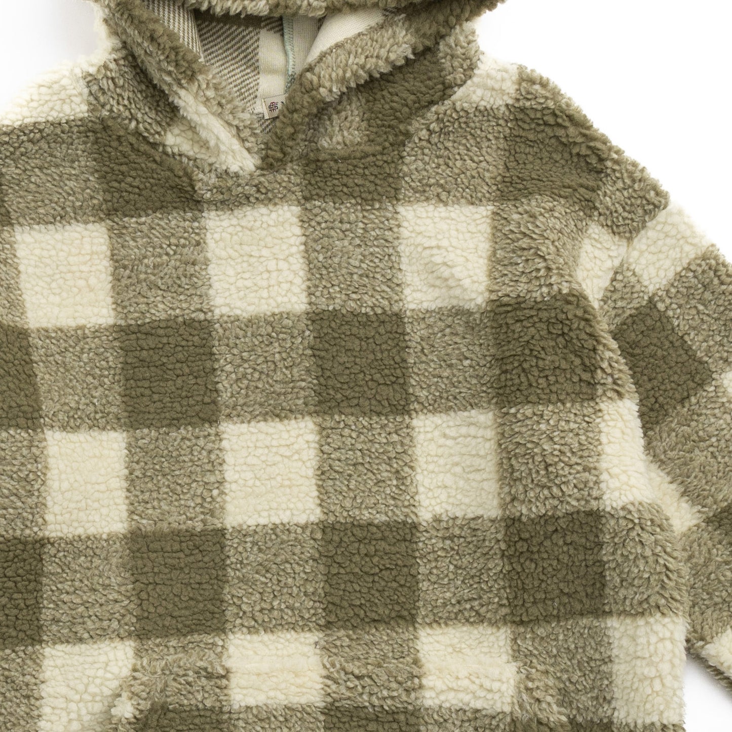 Flannel printed teddy bear hoodie