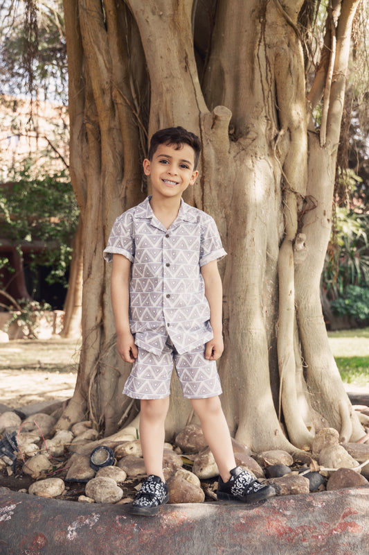 Triangles Linen Boys Summer Set