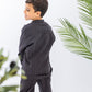 Dark Navy Striped Boys Linen Set