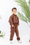 Brown Striped Boys Linen Set