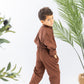 Brown Striped Boys Linen Set