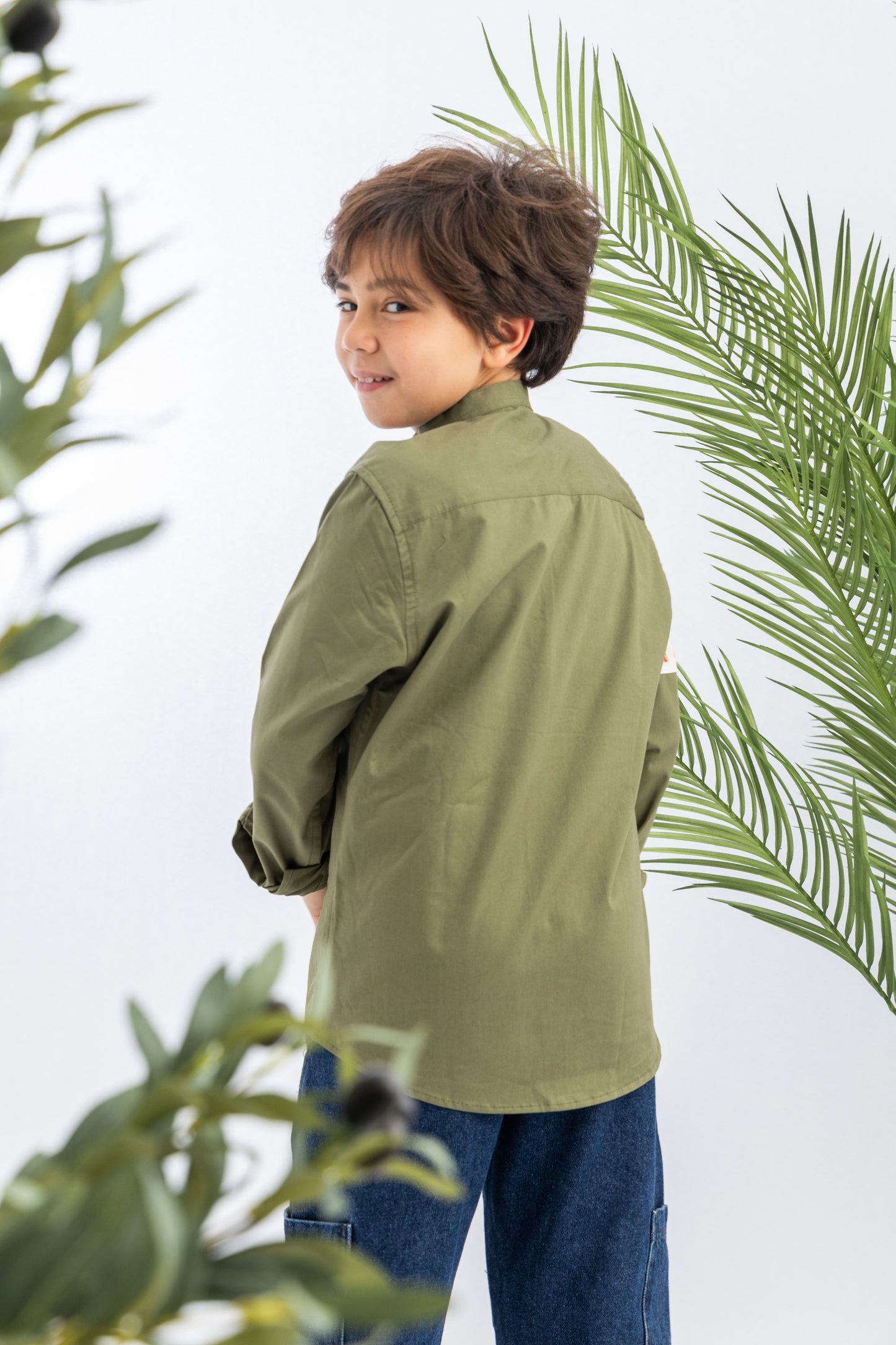 Rainbow Cut X Olive Green Boys Shirt