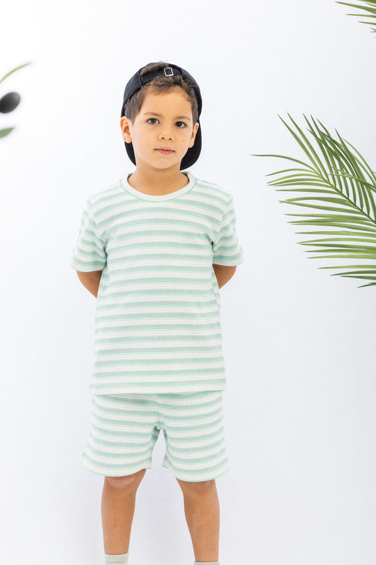 Mint Stripped Boys Set