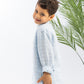 100% LINEN SHIRT(Boys) WITH STAND COLLAR-Baby Blue