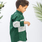 Green X White Squares Boys Shirt