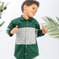 Green X White Squares Boys Shirt