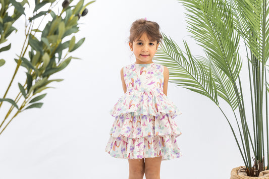 Multi Ruffled Girls Dress