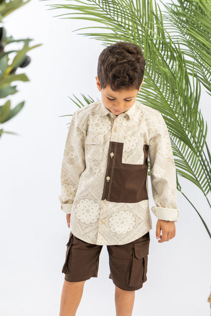 Jacquard X Brown Cut Boys Shirt