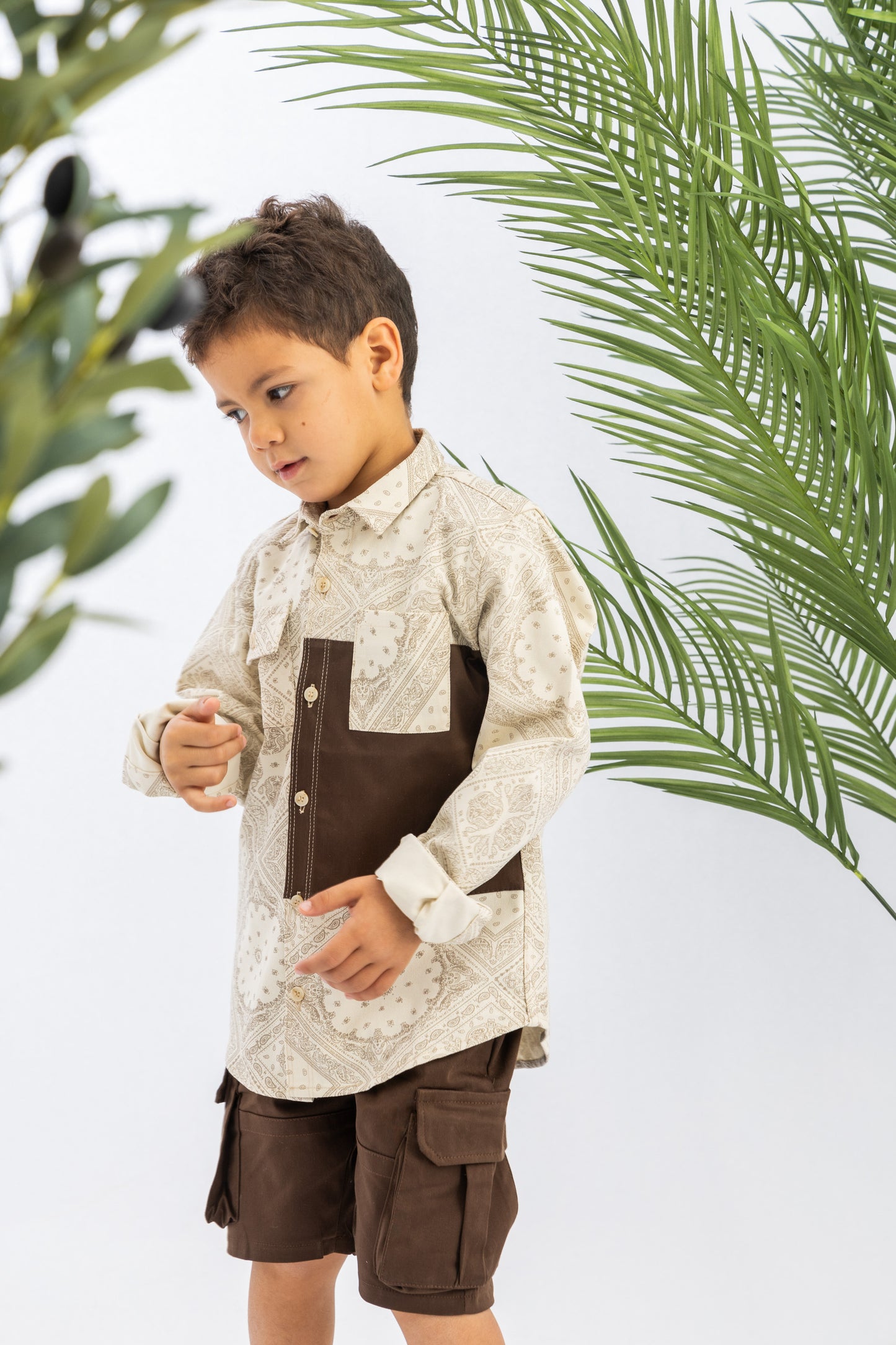 Jacquard X Brown Cut Boys Shirt