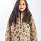 Floral Beig Girls Fur Jacket